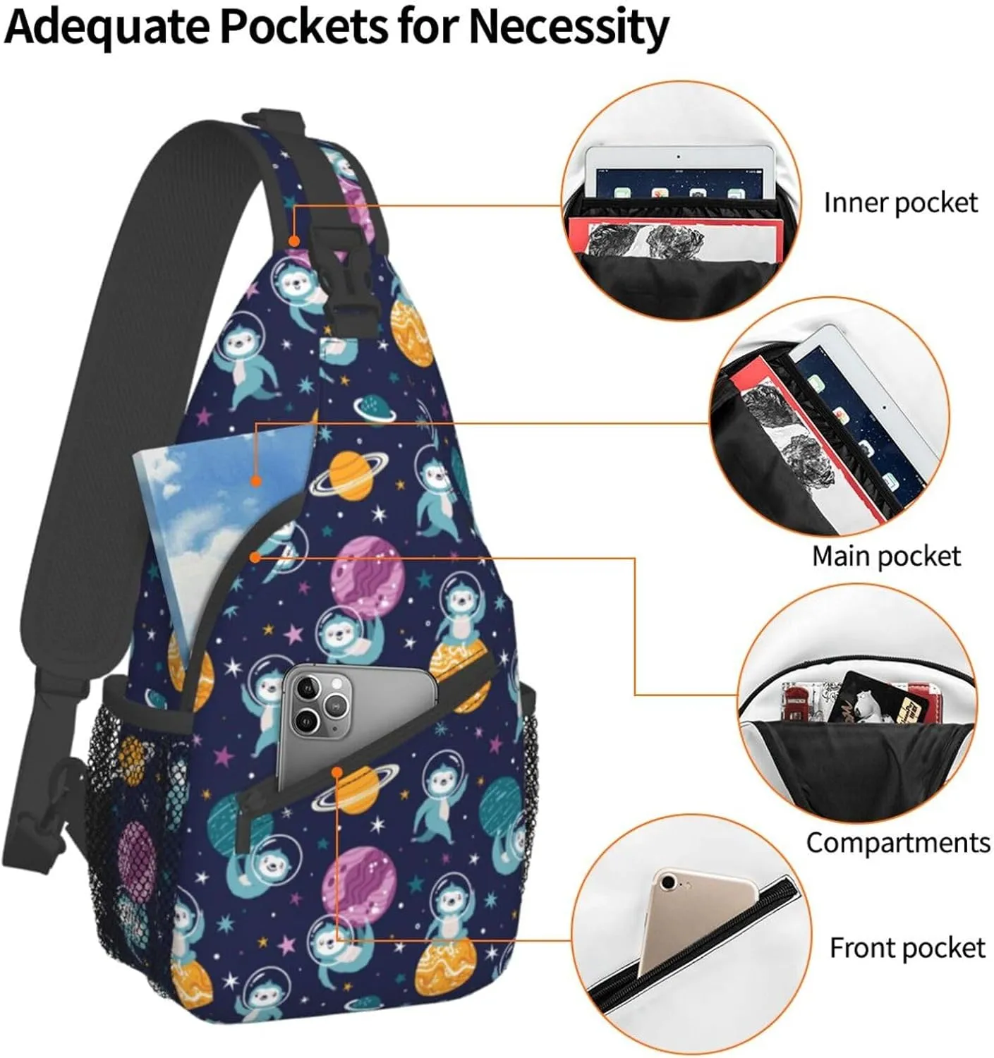 Sloth Sling Backpack Chest Bag Crossbody Shoulder Bag Gym Cycling Travel Hiking Daypack For Men Women