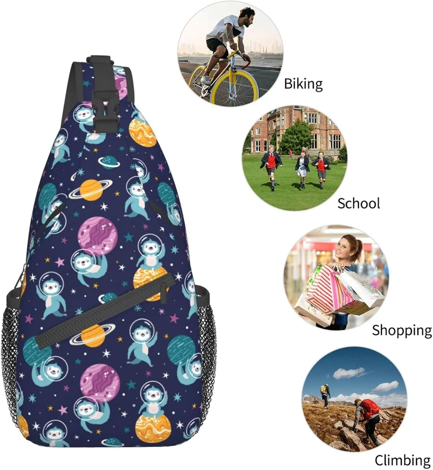 Sloth Sling Backpack Chest Bag Crossbody Shoulder Bag Gym Cycling Travel Hiking Daypack For Men Women
