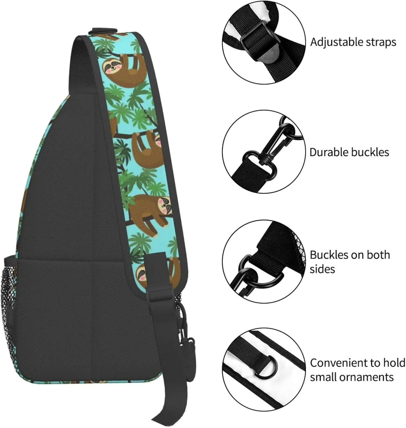 Sloth Sling Backpack Chest Bag Crossbody Shoulder Bag Gym Cycling Travel Hiking Daypack For Men Women
