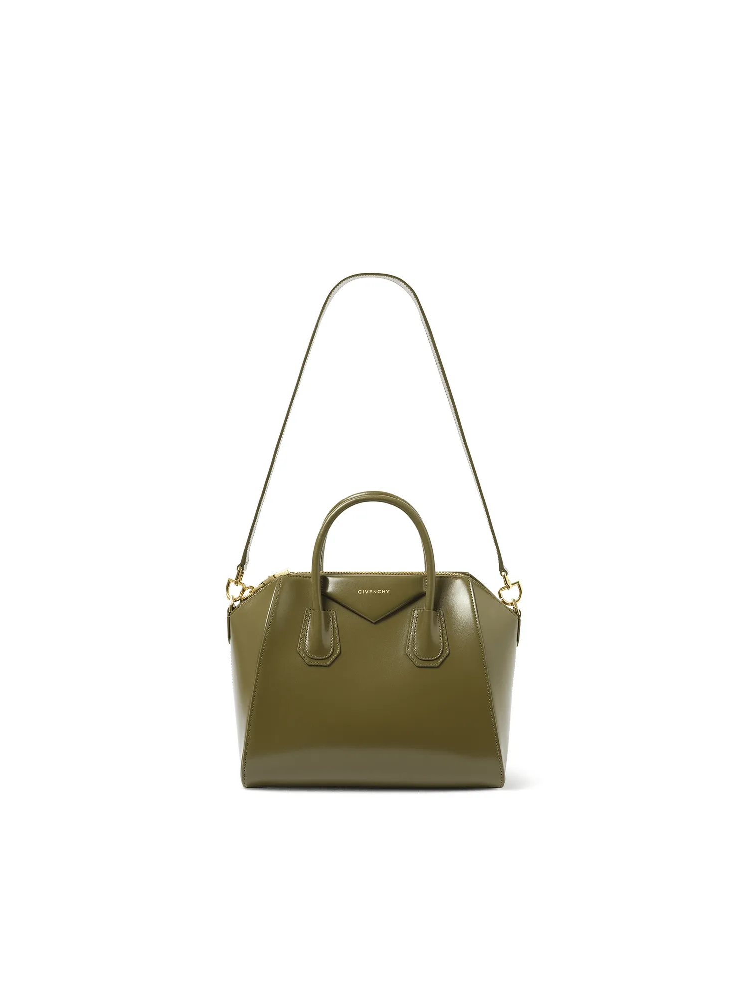 Small Antigona Bag in Box Leather in Dark Khaki