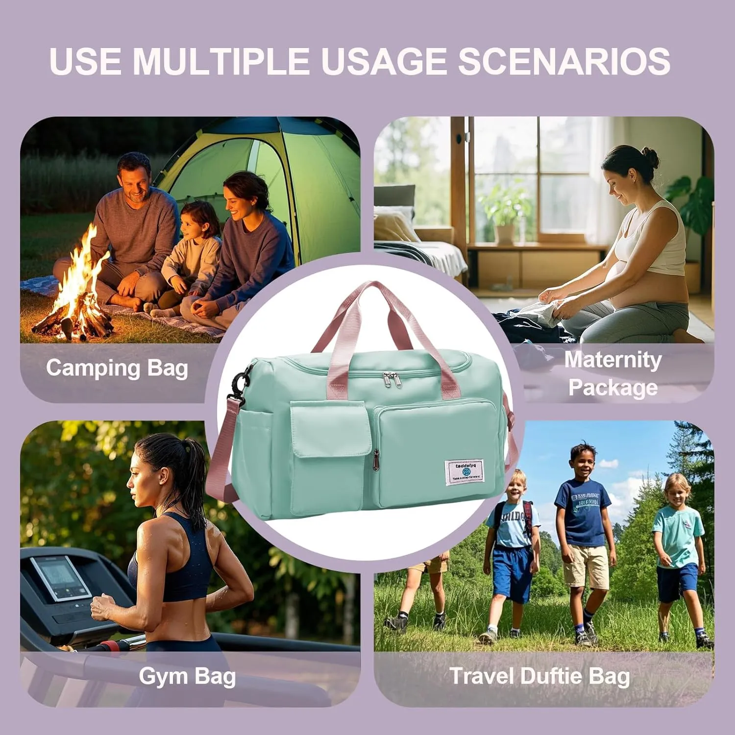 Small Gym Bag for Women Duffle Bag Women Foldable Duffle Bag for Travel Weekender Bags for Women Ideal for Gym, Travel and More(Dark Blue)