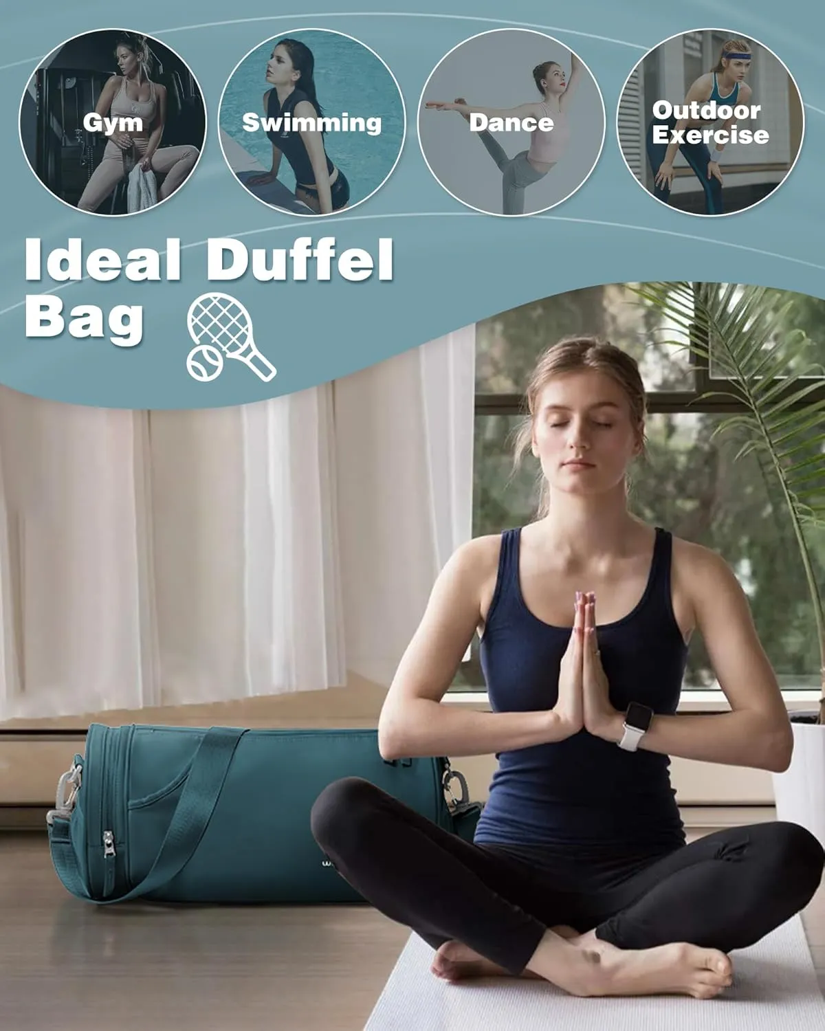 Small Gym Bag for Women,Waterproof Workout Bag Mini Duffle Bag Womens Spotrs Gym Bags Small Travel Duffel Bag with Wet Pocket Carry on Weekender Bags for Dance Swimming,Gym,Yoga,Fitness Dark Blue