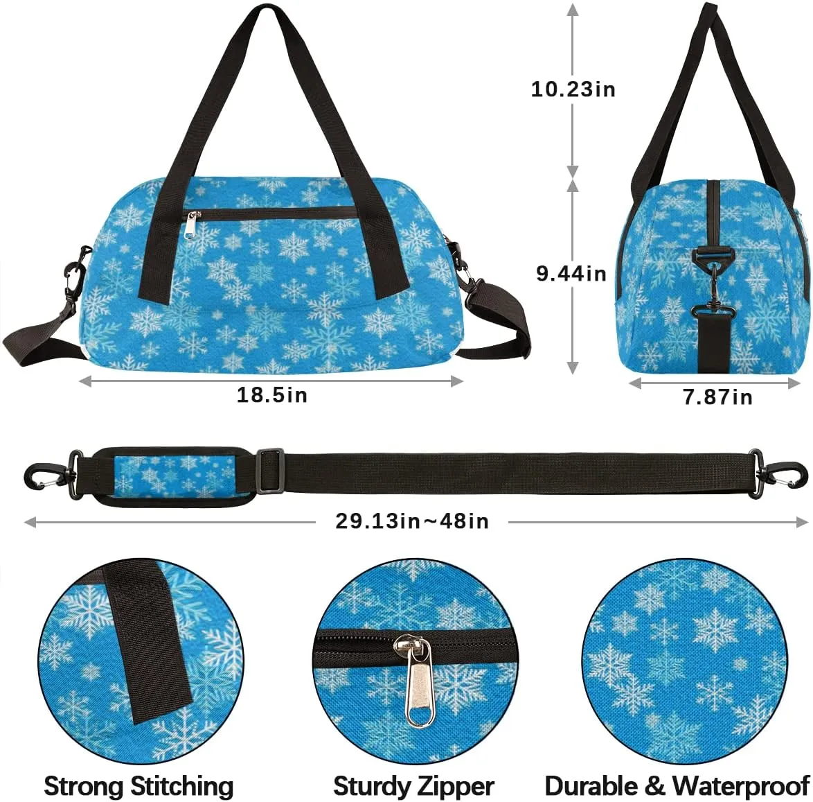 Snowflake Kids Duffel Bag for Girls Boys Teens, Snowflake Oil Painting Dance Bag Overnight Small Duffel Bag Carry On Weekend Sports Gym Travel Bag for School Practice Gymnastics Ballet