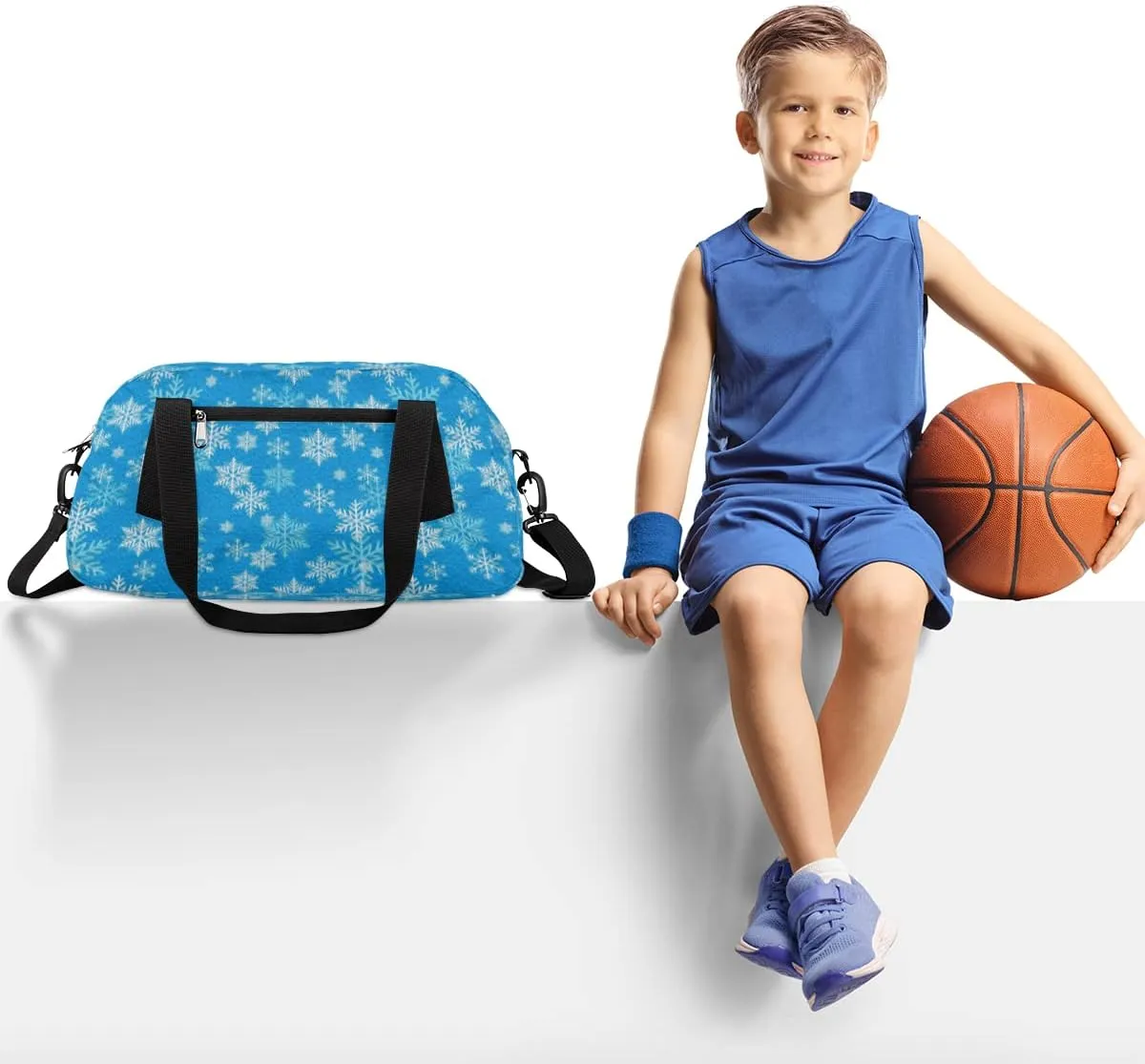 Snowflake Kids Duffel Bag for Girls Boys Teens, Snowflake Oil Painting Dance Bag Overnight Small Duffel Bag Carry On Weekend Sports Gym Travel Bag for School Practice Gymnastics Ballet