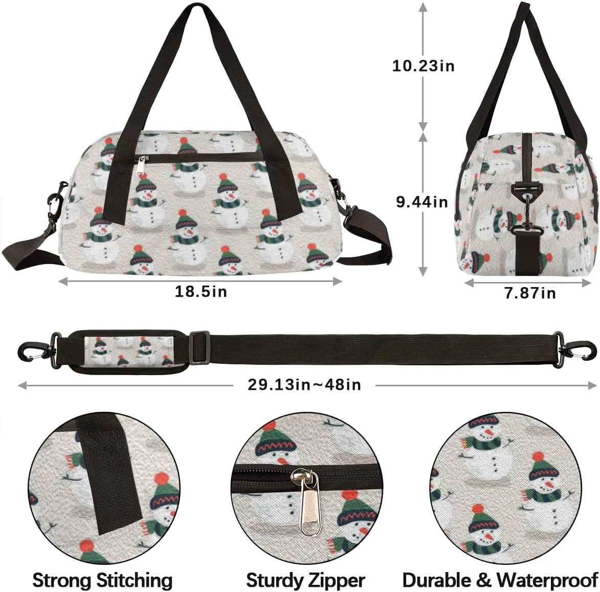 Snowman Christmas Winter Kids Duffel Bag for Girls Boys Teens, Snowman Oil Painting Dance Bag Overnight Small Duffel Bag Carry On Weekend Sports Gym Travel Bag for School Practice Gymnastics Ballet