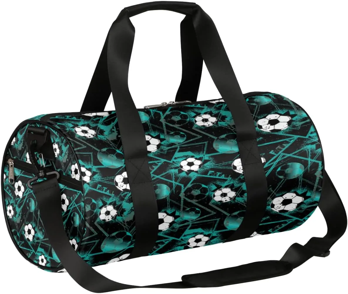 Soccer Dark Green Gym Bag Small Gym Duffel Bags for Men Women Overnight Weekender Bag Lightweight Sport Duffle Bag Carry On Gymbag