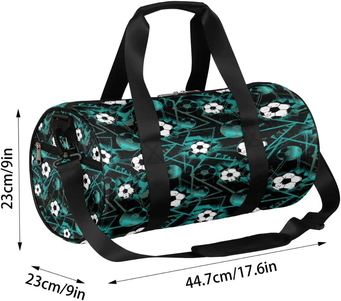 Soccer Dark Green Gym Bag Small Gym Duffel Bags for Men Women Overnight Weekender Bag Lightweight Sport Duffle Bag Carry On Gymbag