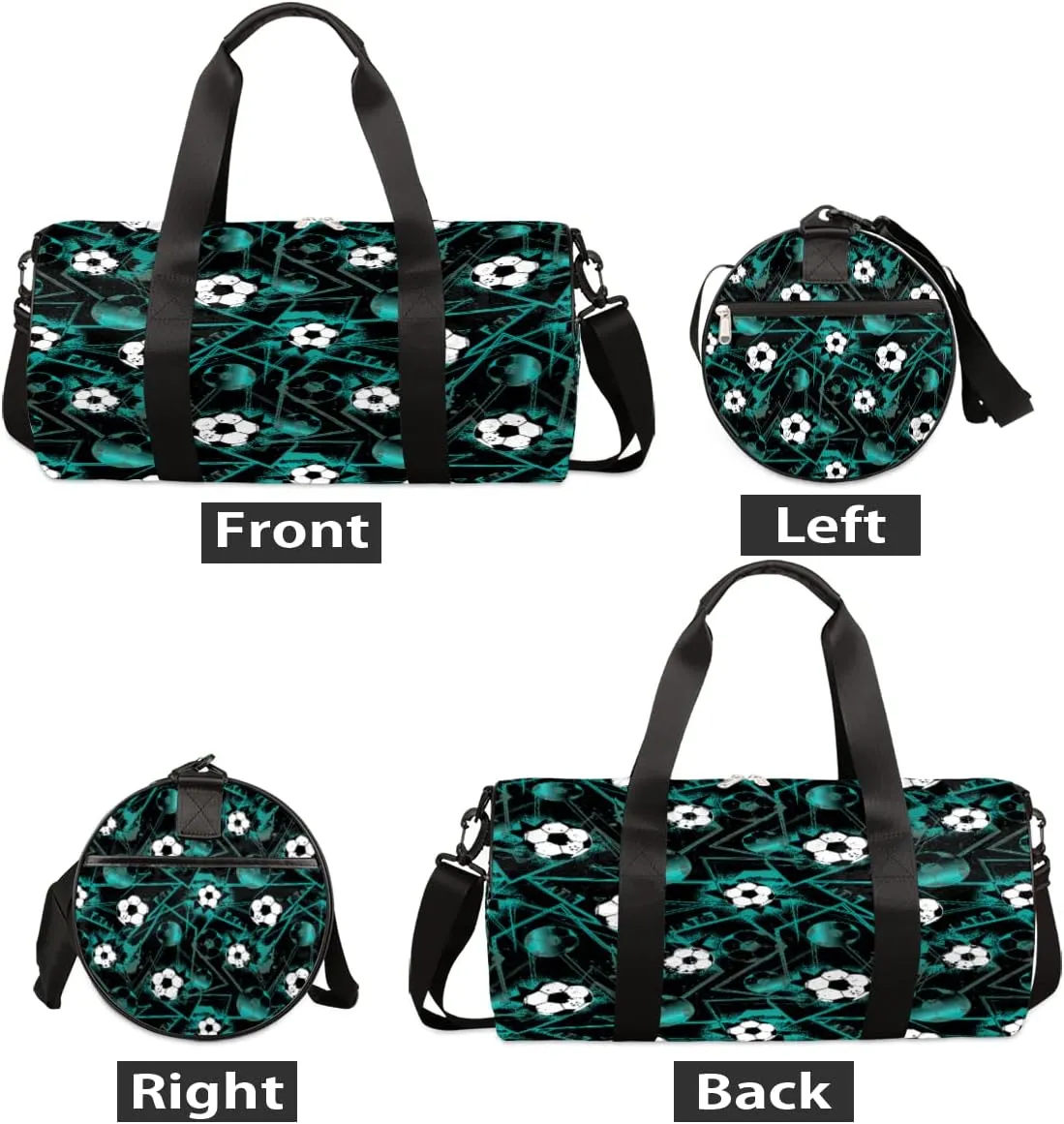 Soccer Dark Green Gym Bag Small Gym Duffel Bags for Men Women Overnight Weekender Bag Lightweight Sport Duffle Bag Carry On Gymbag