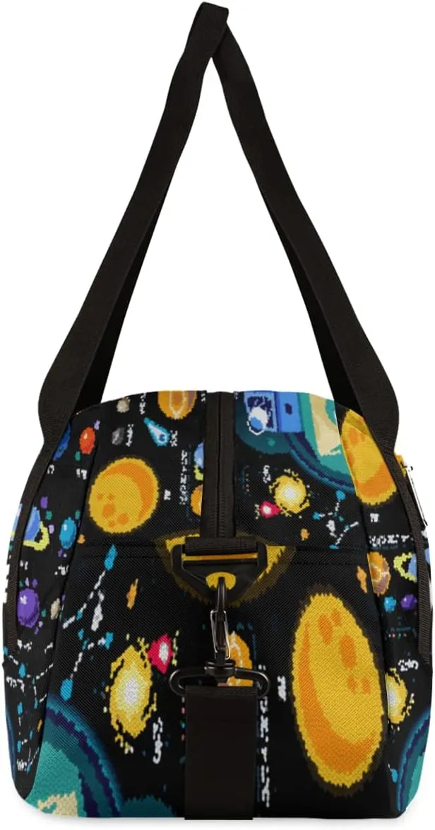 Space 3D Galaxy Solar System Galaxy Personalized Kids Duffel Bag for Boys, Planets Customized Name Overnight Small Duffel Bag Carry On Weekend Sports Travel Bag for School Practice Gymnastics Ballet