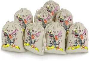 Space Laser Eyes Cat Riding Cute Tag Drawstring Gift Bags 8 Sets Pockets DIY Jewelry Storage Pouches Wedding Party