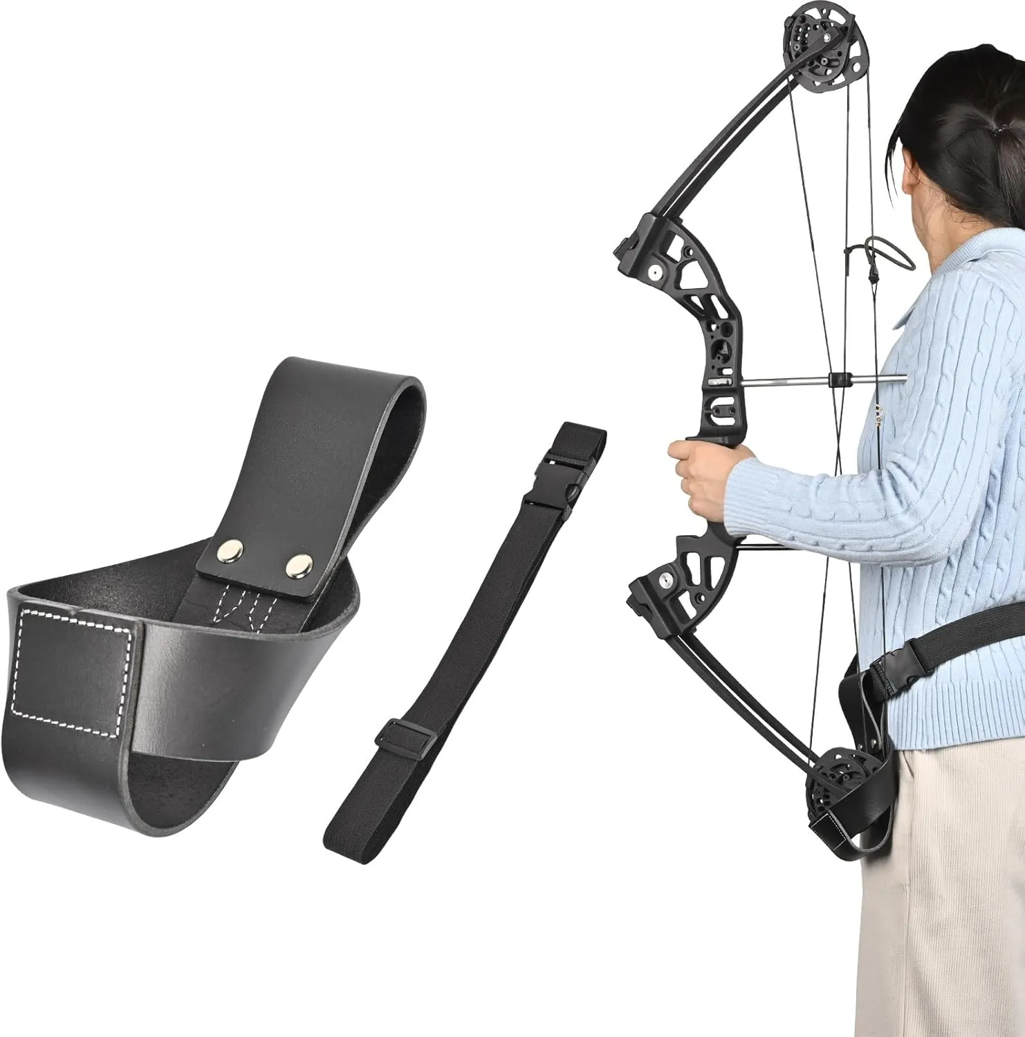 SPG Compound Bow Belt Holder - Archery Bow Holder bag with Adjustable Belt for Holding Up Bows Waist Compound Bow Pouch Hunting Shooting Practice Accessories