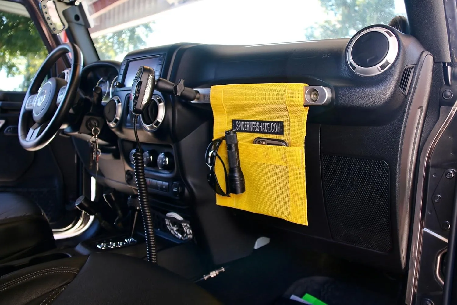 Spiderwebshade Grab Bag for Jeep - Front Passenger Seat Grab Bar Organizer - Travel Essentials Holder - MADE IN AMERICA (Green)