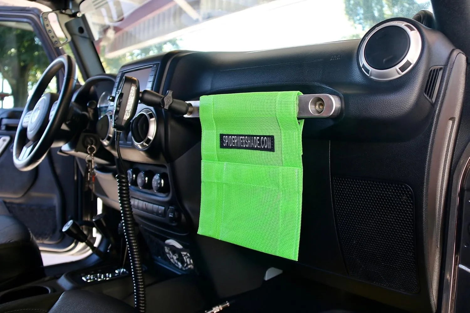 Spiderwebshade Grab Bag for Jeep - Front Passenger Seat Grab Bar Organizer - Travel Essentials Holder - MADE IN AMERICA (Green)