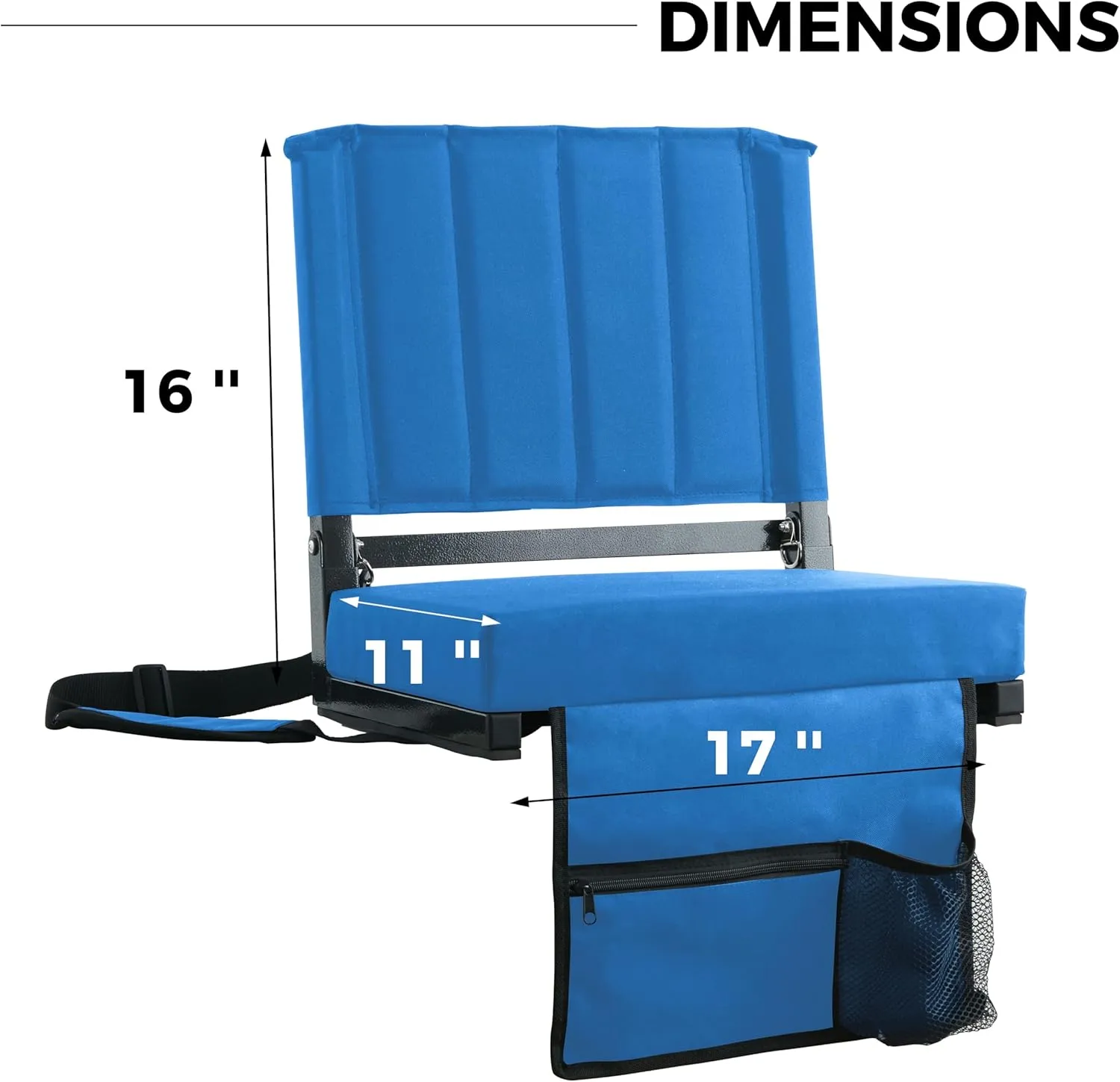 SPORT BEATS Stadium Seats with Back Support Bleacher Chairs with Back and Cushion Thick Padded Bleacher Seats Includes Shoulder Strap