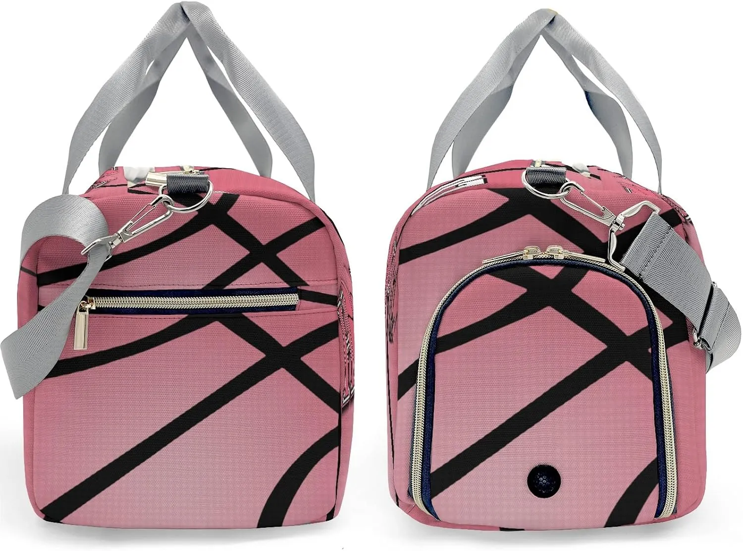 Sport Player Gym Bags Travel Duffle Bag,Hoop it Basketball Flamingo Weekender Duffel Bag with Shoe Compartment,Personalized Workout Duffle Sports Bag for Travel