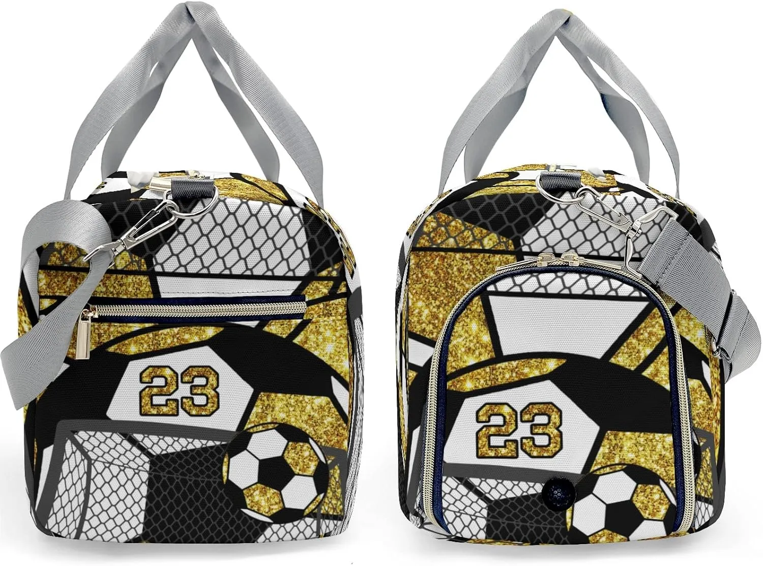 Sport Player Gym Bags Travel Duffle Bag,Soccer Ball Team Golden Weekender Duffel Bag With Shoe Compartment,Personalized Name Workout Duffle Sports Bag for Travel Yoga