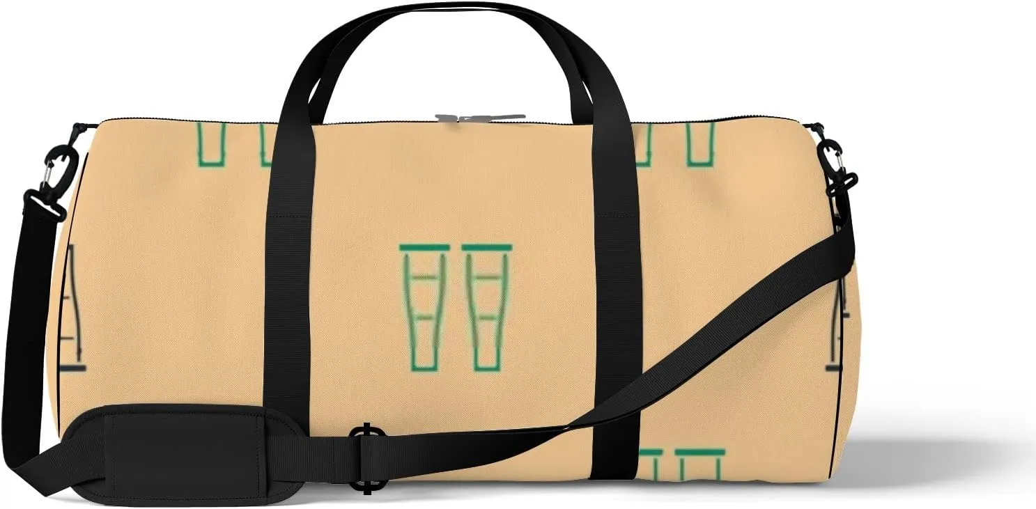 Sports Gym Bag for Women and Men Waterproof Green Black Pattern Beige Duffel Bag Lightweight Carryon Traveling Boarding Gripsack