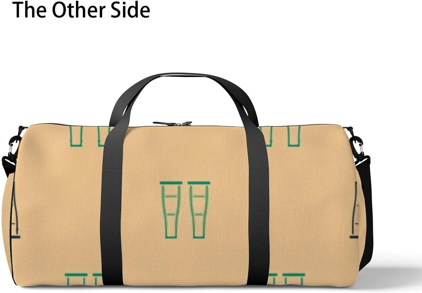 Sports Gym Bag for Women and Men Waterproof Green Black Pattern Beige Duffel Bag Lightweight Carryon Traveling Boarding Gripsack