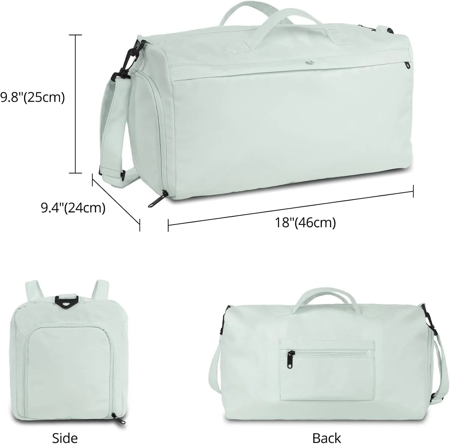 Sports Travel Gym Bag for Women, Workout Duffel Overnight Shoulder with Shoes Compartment and Wet Pocket Ladies Weekend Carry on Luggage Bags for Airplane Beach Mint Green