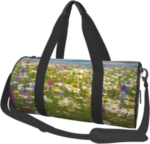 Spring Meadow Flowers Travel Duffle Bag for Men Women Sport Gym Bag Foldable Weekender Bag Carry on Overnight Bag for Travel Swimming Basketball
