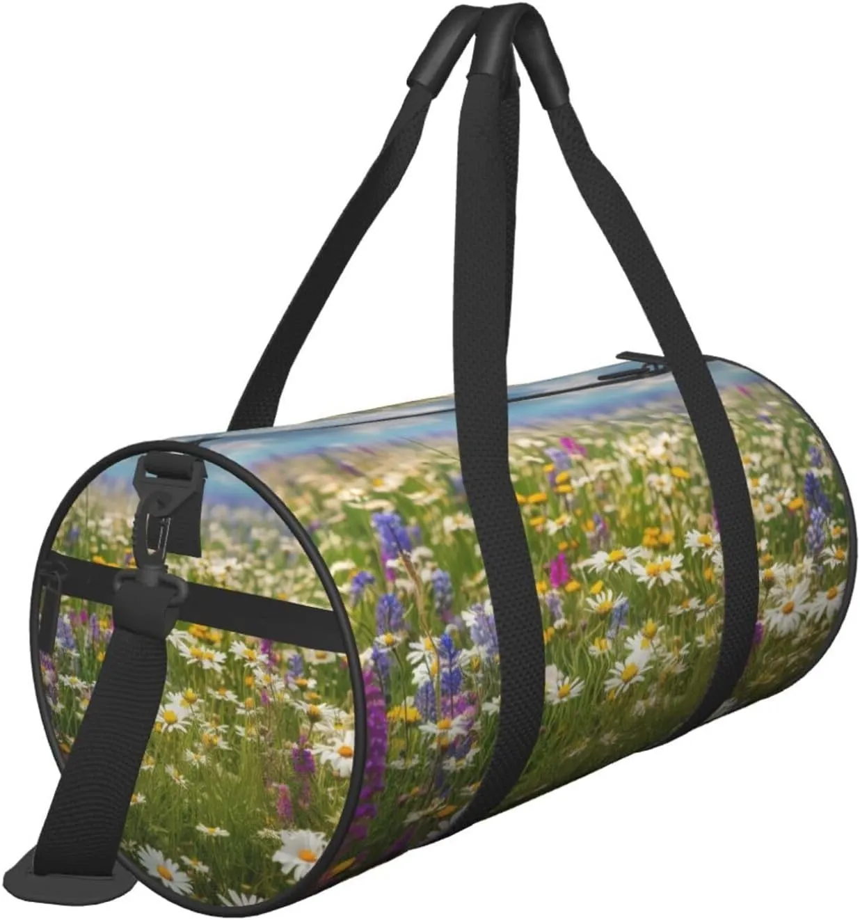 Spring Meadow Flowers Travel Duffle Bag for Men Women Sport Gym Bag Foldable Weekender Bag Carry on Overnight Bag for Travel Swimming Basketball