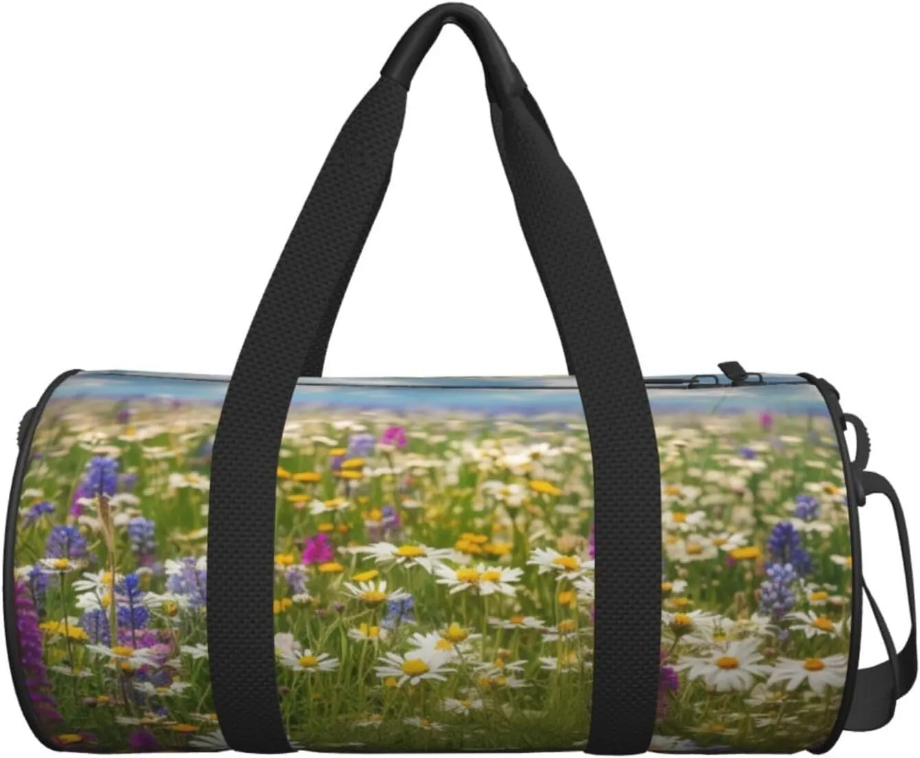Spring Meadow Flowers Travel Duffle Bag for Men Women Sport Gym Bag Foldable Weekender Bag Carry on Overnight Bag for Travel Swimming Basketball