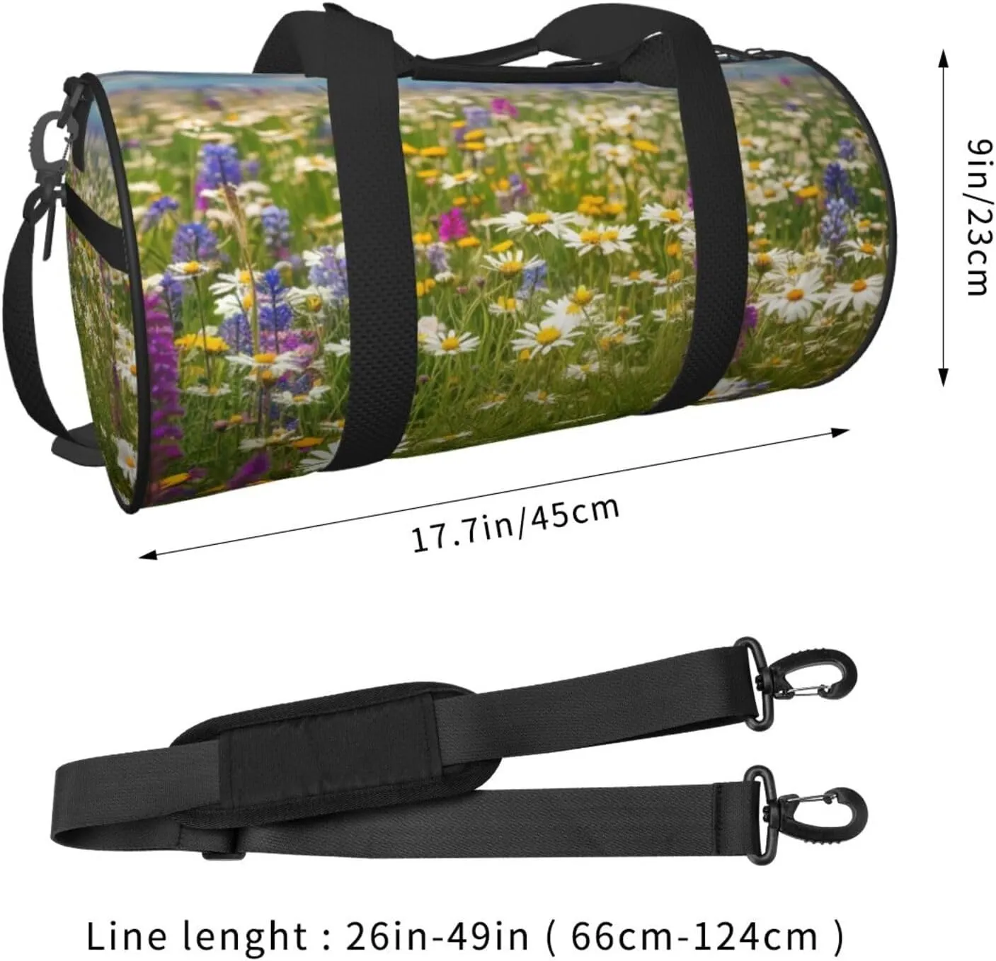 Spring Meadow Flowers Travel Duffle Bag for Men Women Sport Gym Bag Foldable Weekender Bag Carry on Overnight Bag for Travel Swimming Basketball