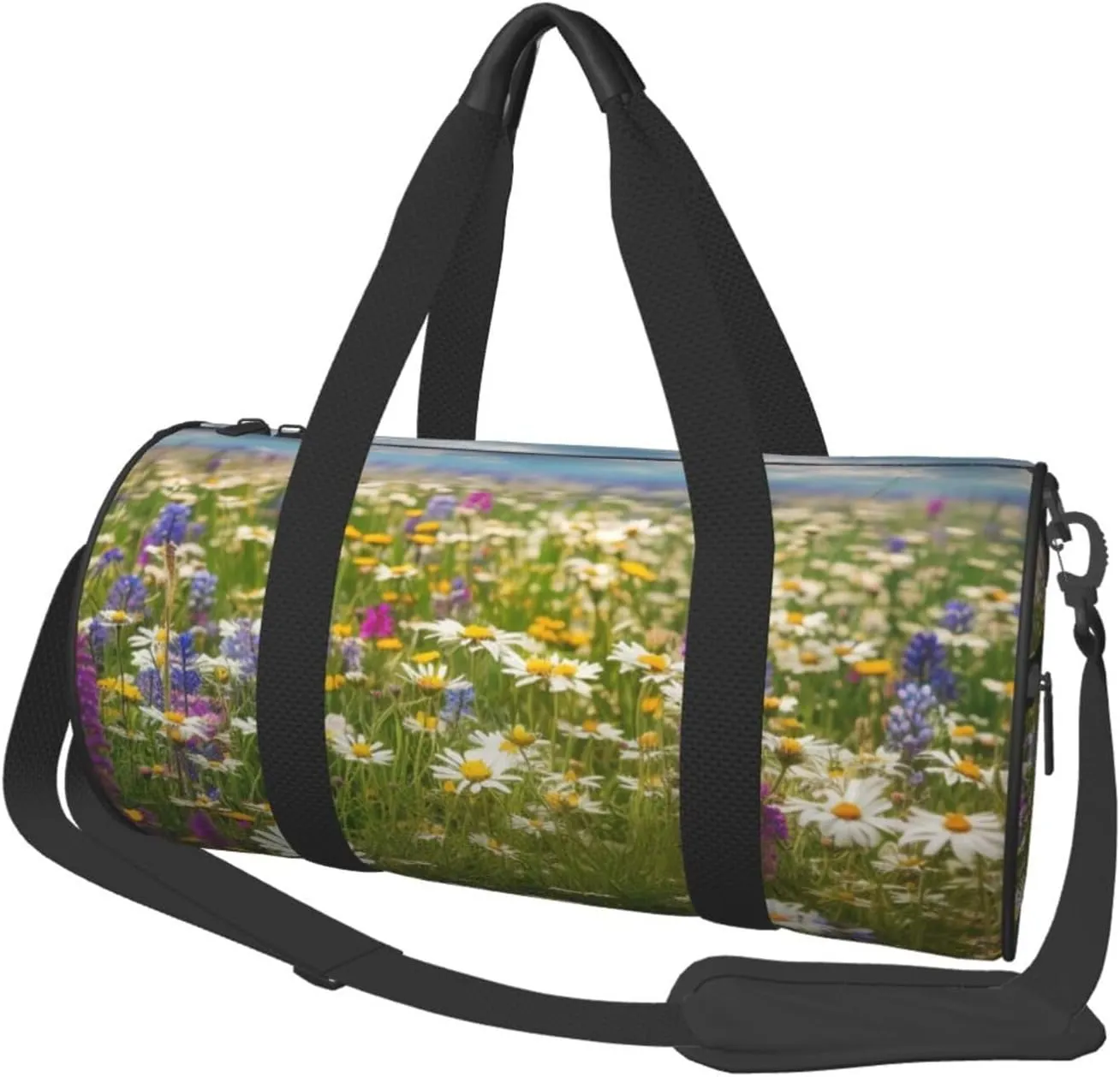 Spring Meadow Flowers Travel Duffle Bag for Men Women Sport Gym Bag Foldable Weekender Bag Carry on Overnight Bag for Travel Swimming Basketball