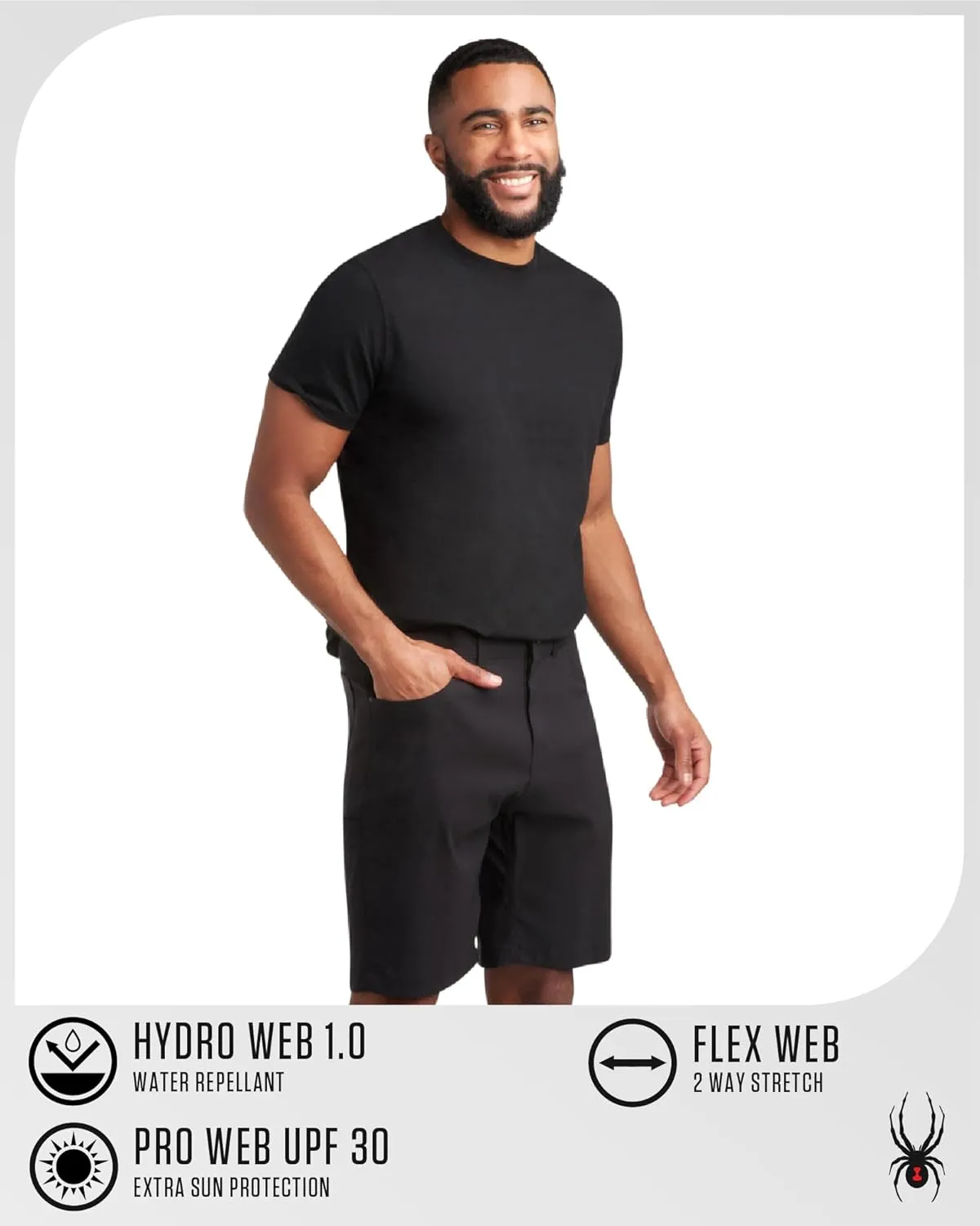Spyder Mens Tech Shorts - UPF 30  Lightweight Performance Stretch Water-Resistant 5-Pocket Woven Shorts for Men (30-38)