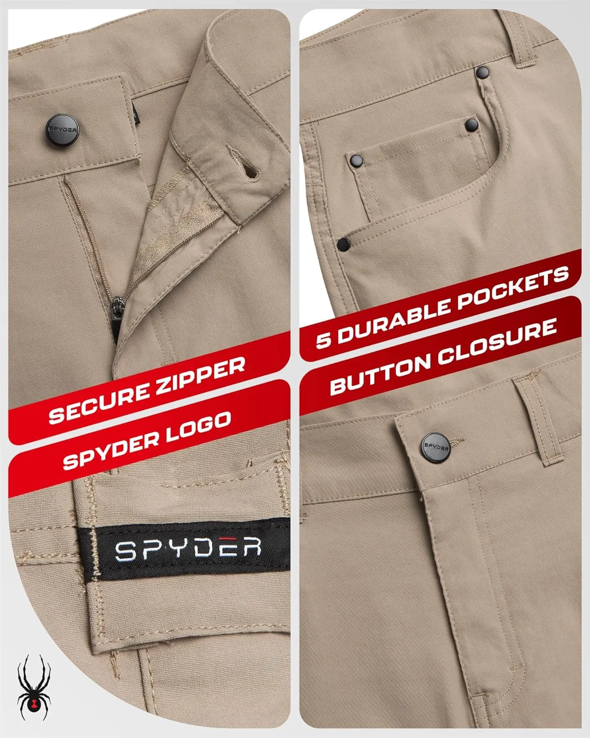 Spyder Mens Tech Shorts - UPF 30  Lightweight Performance Stretch Water-Resistant 5-Pocket Woven Shorts for Men (30-38)