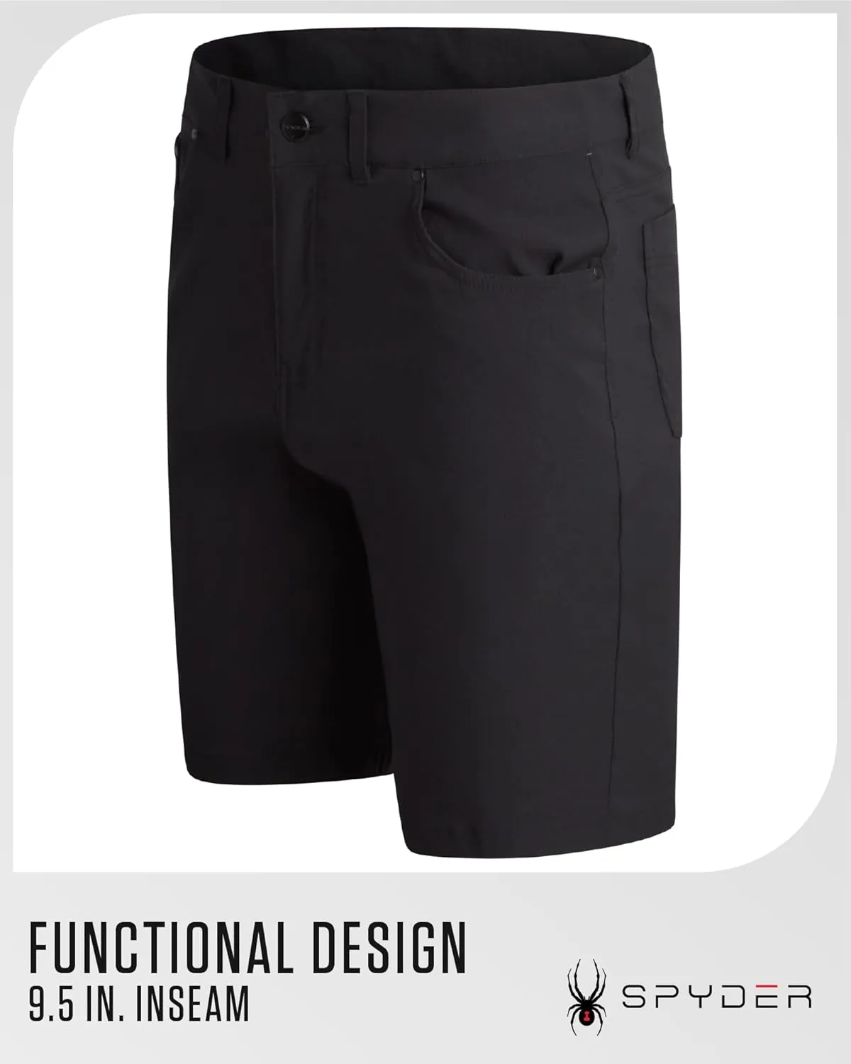 Spyder Mens Tech Shorts - UPF 30  Lightweight Performance Stretch Water-Resistant 5-Pocket Woven Shorts for Men (30-38)
