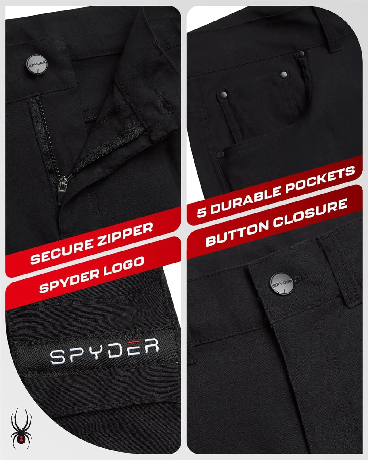 Spyder Mens Tech Shorts - UPF 30  Lightweight Performance Stretch Water-Resistant 5-Pocket Woven Shorts for Men (30-38)