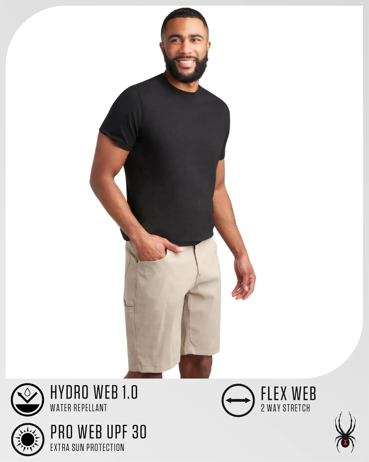 Spyder Mens Tech Shorts - UPF 30  Lightweight Performance Stretch Water-Resistant 5-Pocket Woven Shorts for Men (30-38)