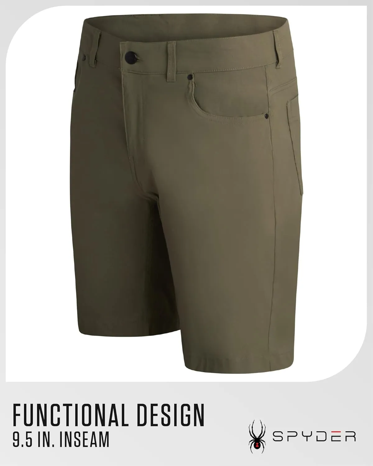 Spyder Mens Tech Shorts - UPF 30  Lightweight Performance Stretch Water-Resistant 5-Pocket Woven Shorts for Men (30-38)