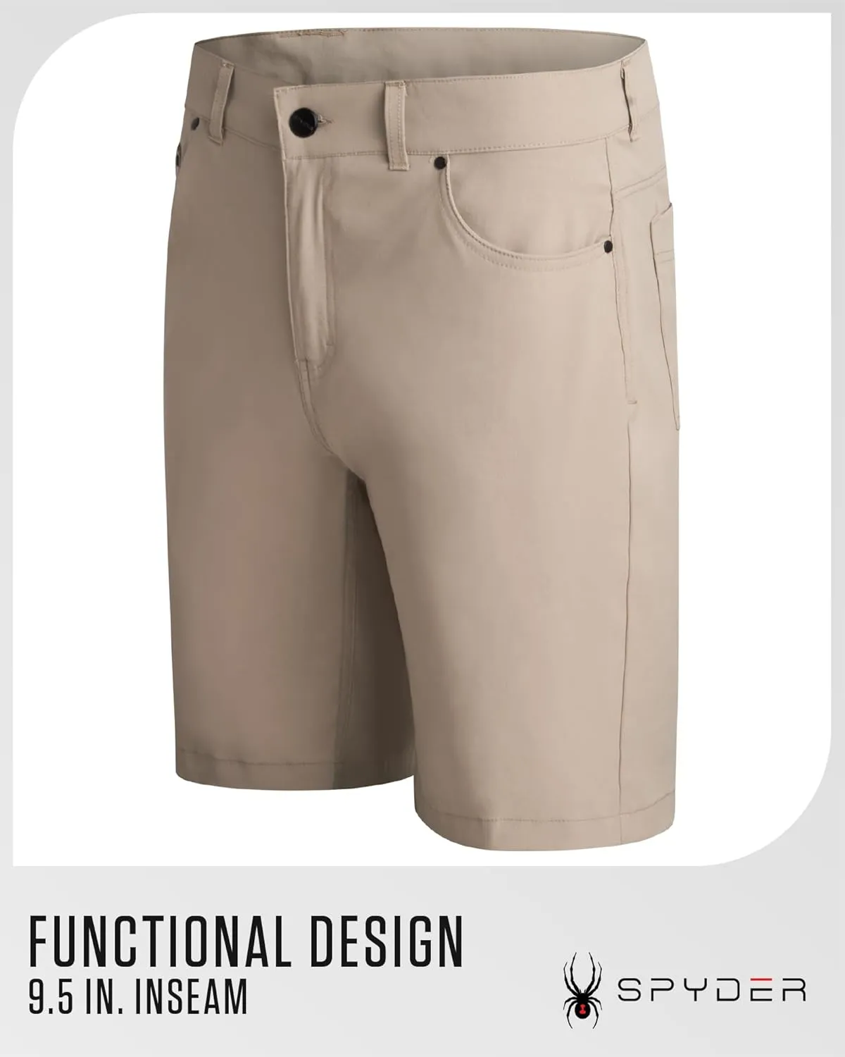 Spyder Mens Tech Shorts - UPF 30  Lightweight Performance Stretch Water-Resistant 5-Pocket Woven Shorts for Men (30-38)