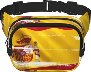 Square Double Layer Waist Bag - Crossbody Bag/Adjustable Strap Chest,for Travel Workout Running print Spain Flag