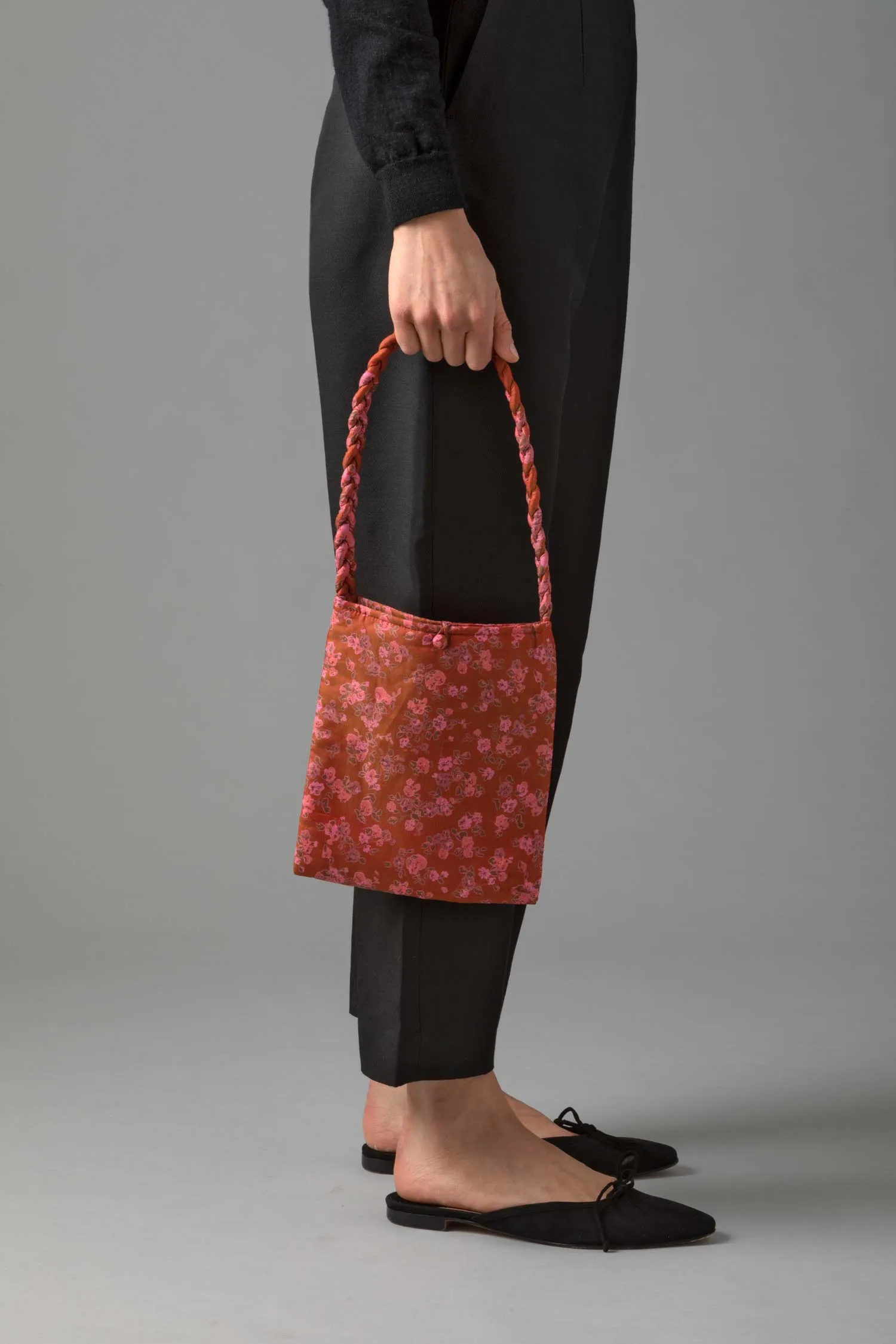 Square Silk Sari Pouch - Pink tones