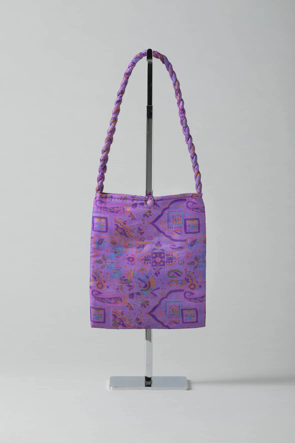 Square Silk Sari Pouch - Purple tones