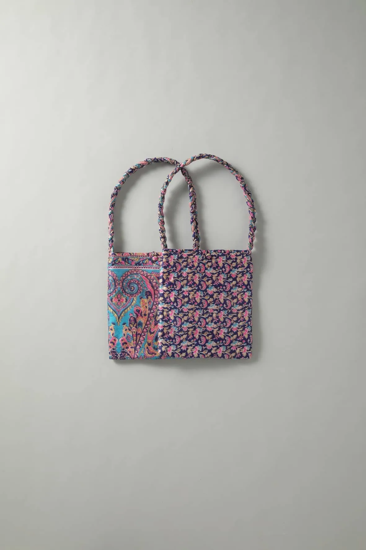 Square Silk Sari Pouch - Purple tones