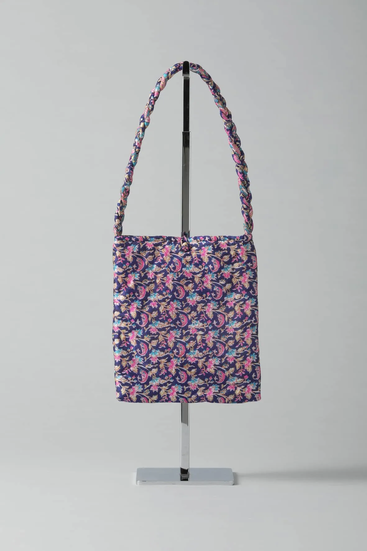 Square Silk Sari Pouch - Purple tones