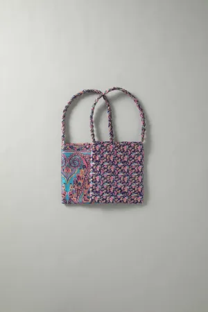 Square Silk Sari Pouch - Purple tones
