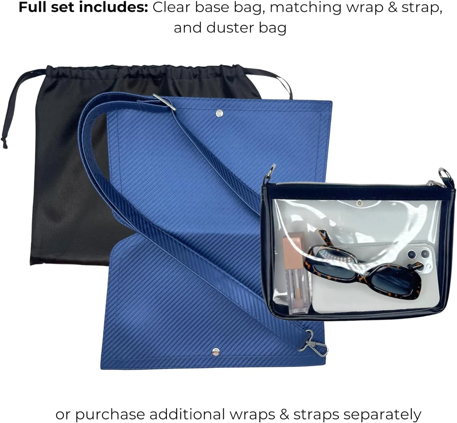 Stadium Bag Full Set - Clear Bag with Removable Outer Wrap, Stadium Approved Clear Bag for Concerts, Sports, Events