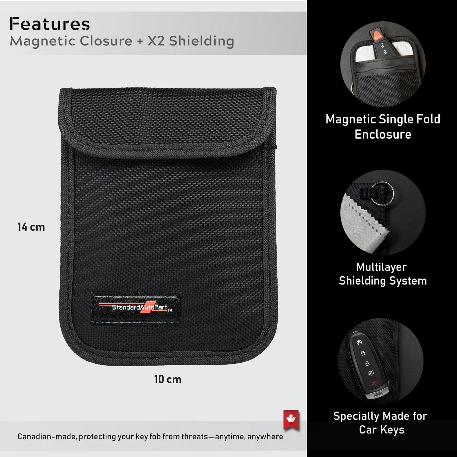StandardAutoPart Faraday Bag for Car Keys – Anti-Theft Key Fob Pouch with RFID Signal Blocker, Protects Against Car Hacking & Relay Attacks (Single Pack)
