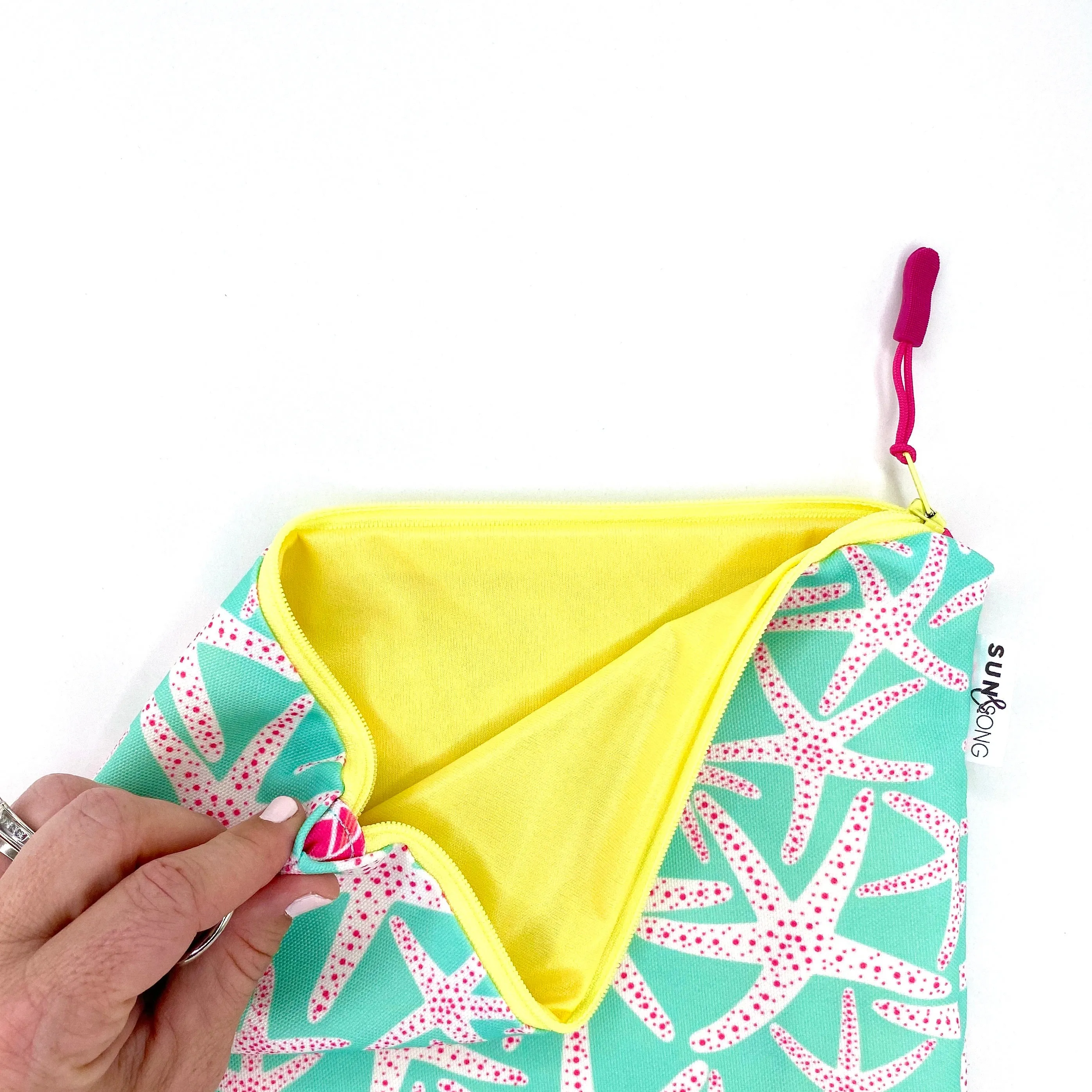 Starfish Social in Blue   Pink, Water-Resistant Wet Bag