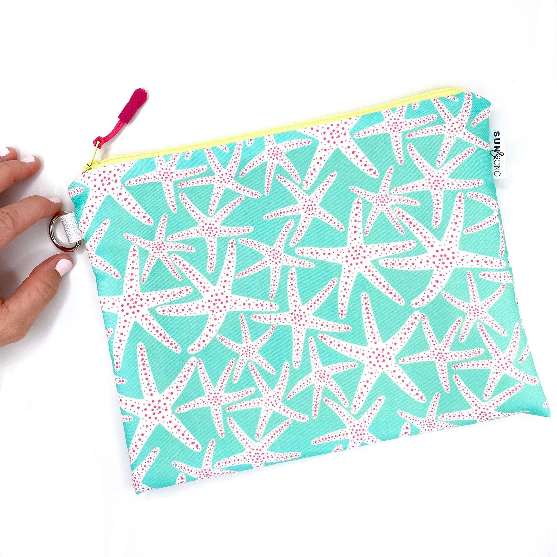 Starfish Social in Blue   Pink, Water-Resistant Wet Bag