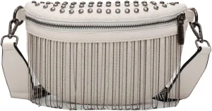 Steampunk Waist Bag Rivet Tassel Chest Bag For Women Women's Punk Bag Banana Crossbody Bag Purse Waist Packs(White)