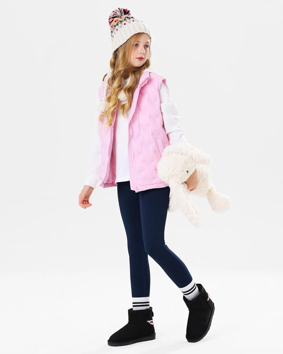 Stelle Girl's Fleece Lined Leggings Youth High Waist Warm Winter Athletic Yoga Pants with Hidden Pocket