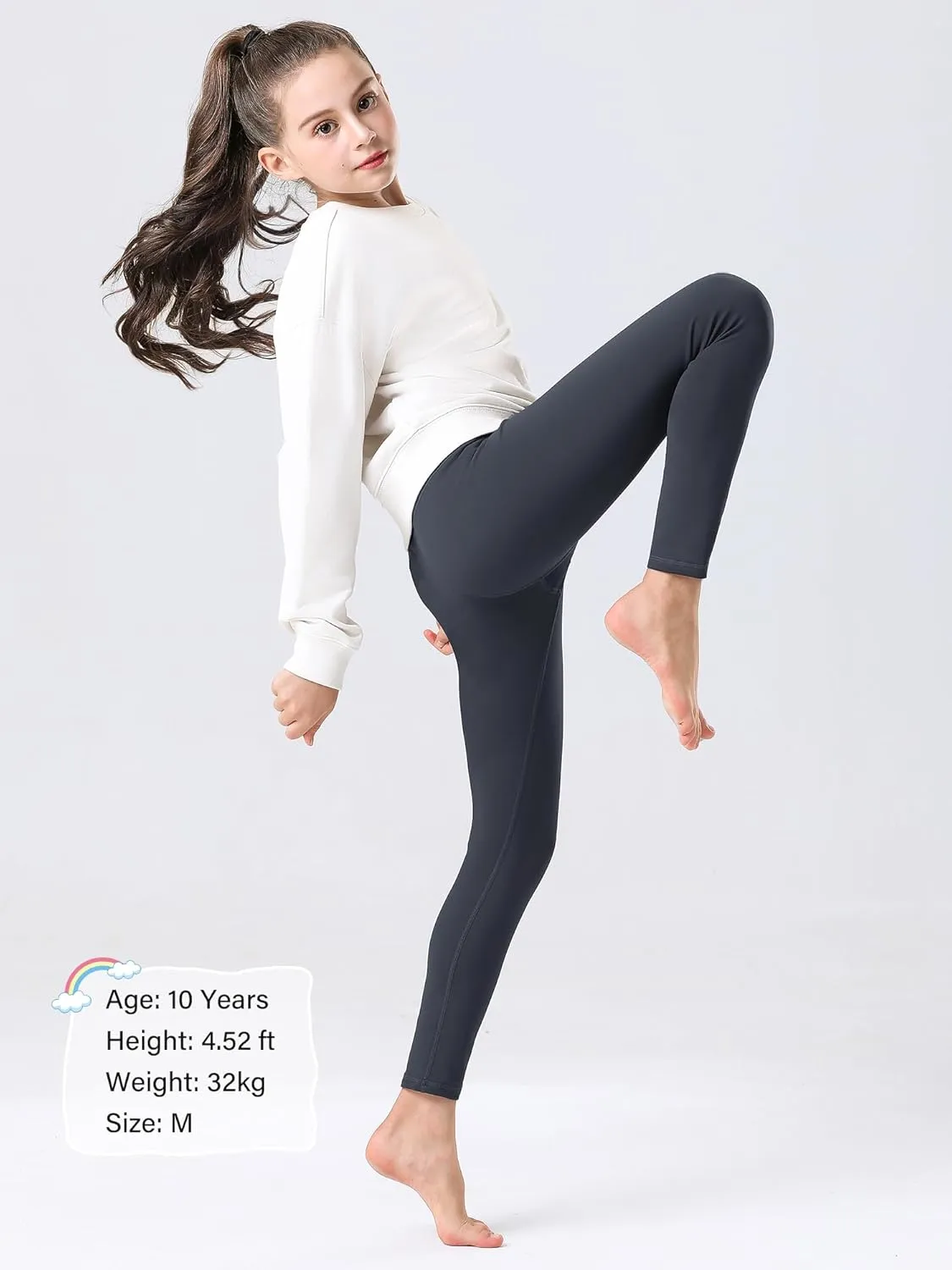 Stelle Girl's Fleece Lined Leggings Youth High Waist Warm Winter Athletic Yoga Pants with Hidden Pocket