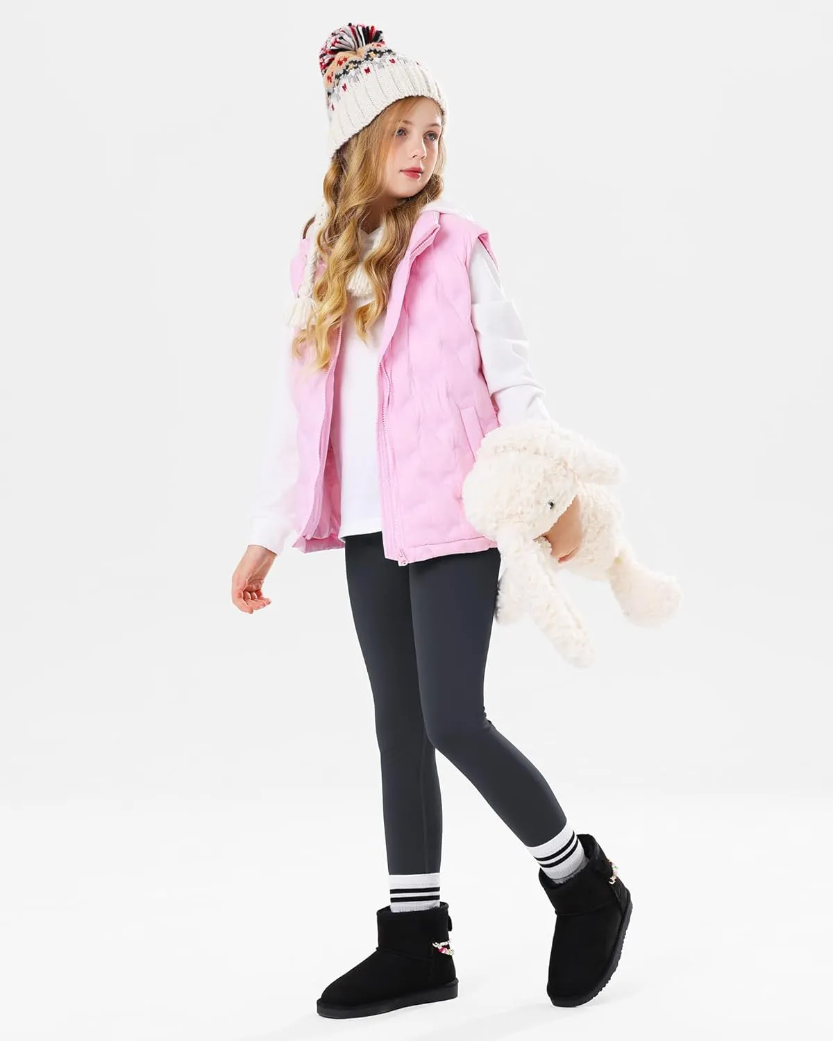 Stelle Girl's Fleece Lined Leggings Youth High Waist Warm Winter Athletic Yoga Pants with Hidden Pocket