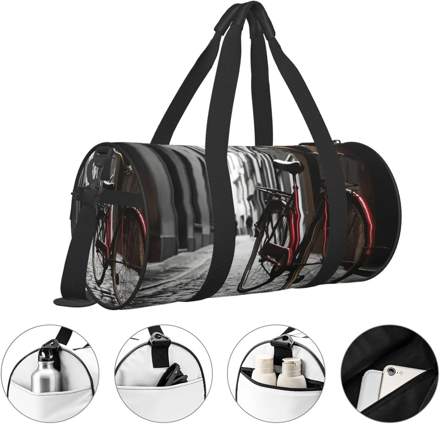Street Bicycle Travel Duffle Bag for Men Women Sport Gym Bag Foldable Weekender Bag Carry on Overnight Bag for Travel Swimming Basketball
